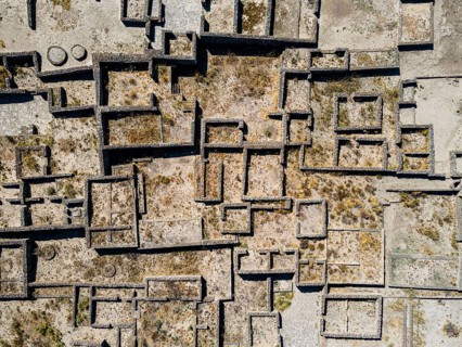 Aerial of the Mesoamerican archaeological site Tecoaque