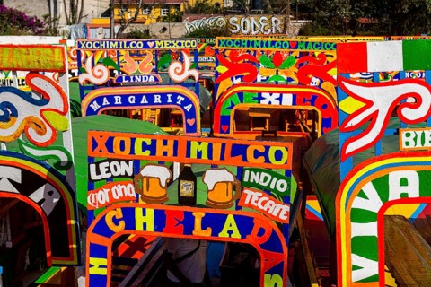 Colourful boats on the aztec canal system
