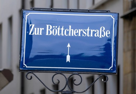 Sign for Boettcherstrasse in the old town of Bremen