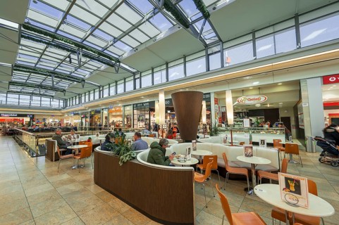 Cafe in the Forum Allgaeu shopping centre built 2001-2003