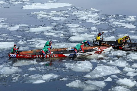 Canoe race on ice