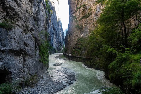 River Aare flowing through the Aare gorge