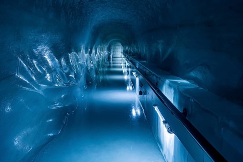 Ice tunnel in the Glacier world of the Jungfraujoch
