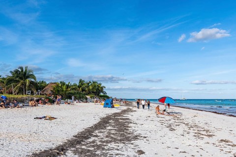 White sand beach in Tulum