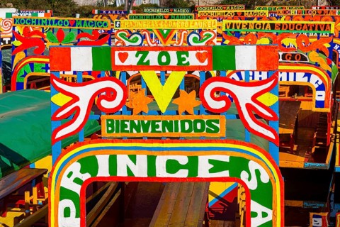 Colourful boats on the aztec canal system