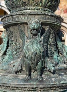 Winged lion on a column oustide St Mark's Basilica