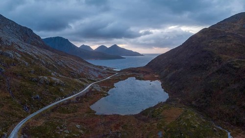 View over Litlevatnet lake to Grotfjord