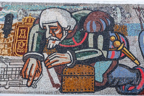 Wall murals on a colonial buildings