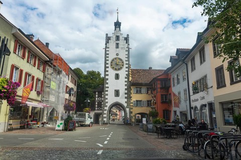 Clocktower in Diessenhofen on the Rhine