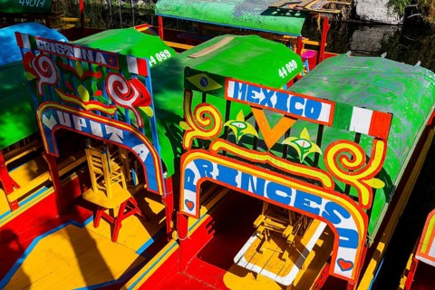 Colourful boats on the aztec canal system