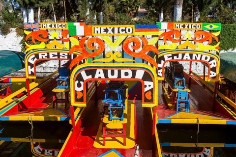 Colourful boats on the aztec canal system