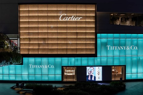 Cartier Tiffany & Co. Facade illuminated