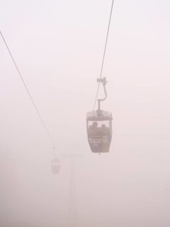 Bocksberg cable car disappears in the fog