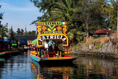 Colourful boats on the aztec canal system