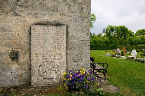 Memorial plaque for the fallen sons in the First and Second World War