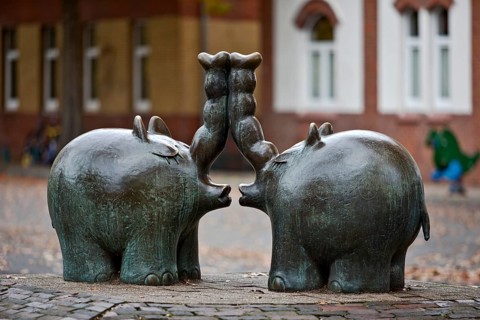 Ottifanten bronze sculpture in the Transvaal district where Otto Waalkes grew up