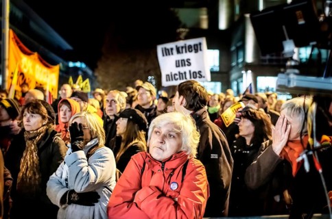 In front of Stuttgart's main railway station: The result of the referendum on Stuttgart 21 is announced at a rally of opponents of the railway project. Stuttgart