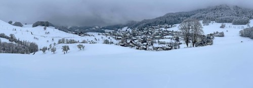 Snowy village view