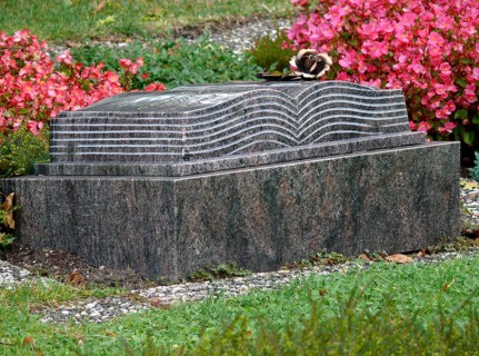 Gravestone in the shape of a book