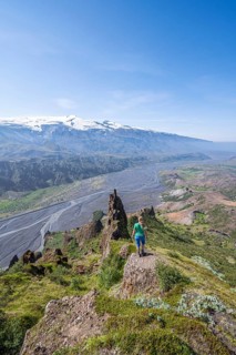 Hiker looking over landscape