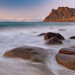 Winter coastal landscape with stormy sea