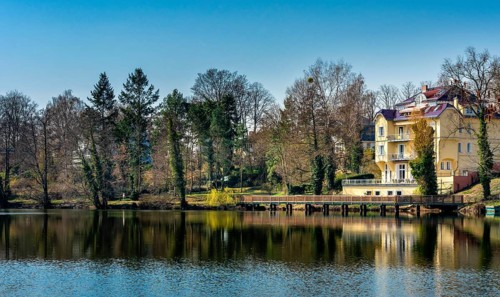 Villas and apartment buildings at Halensee in Berlin Wilmersdorf