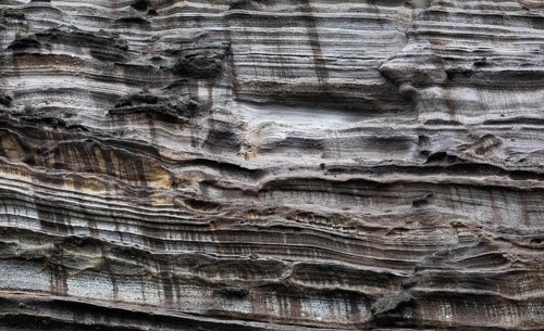 Eroded lava rock on the cliff
