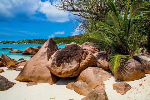 Dream beach with granite rocks