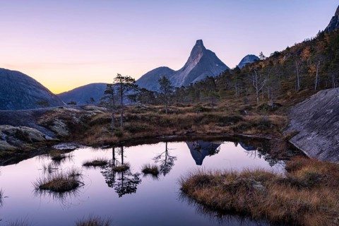 Stetind reflected in small pond