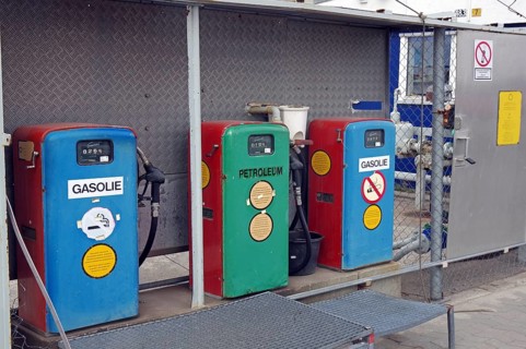 Petrol pumps of a simple petrol station