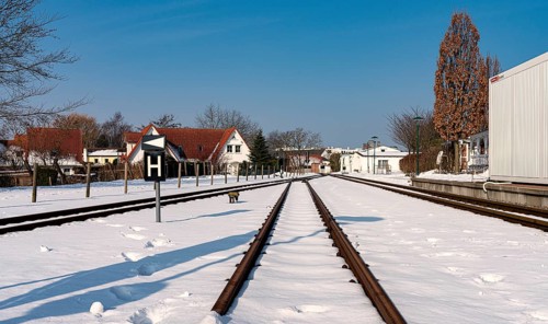 Binz train station on Ruegen in winter