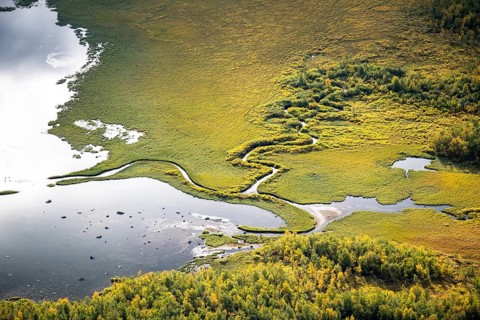 Close-up of the Rapadalen river delta