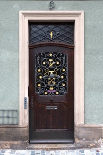 Ornate entrance door of a art blacksmith