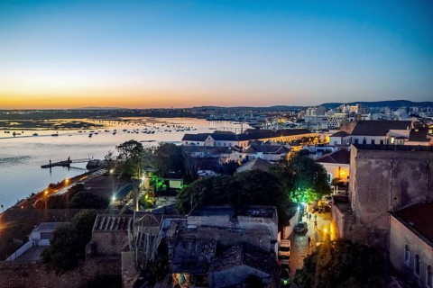 Faro cityscape by sunset