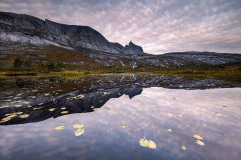 Mount Kulhornet reflected in small pond