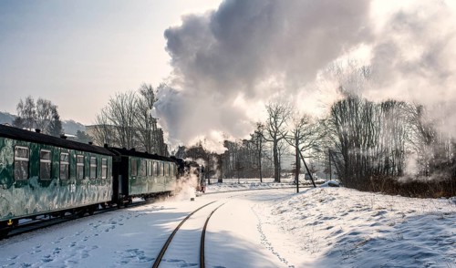 The historic railway Rasender Roland on the island of Ruegen