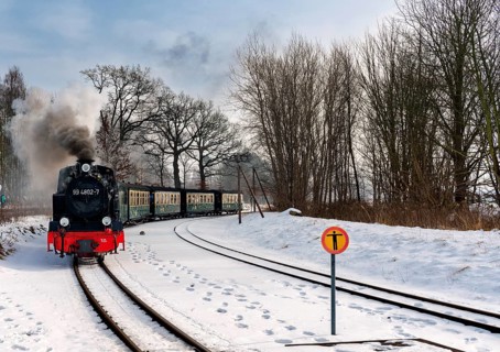The historic railway Rasender Roland on the island of Ruegen