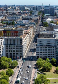 View of Potsdamer Platz with Leipziger Strasse and the Mall of Berlin