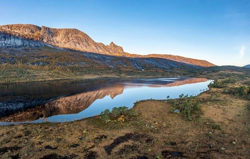 Mount Kulhornet reflected in small pond