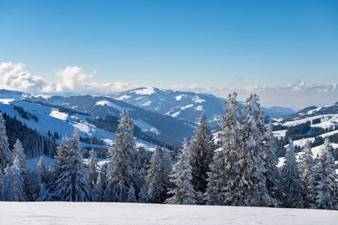 Snowy winter landscape on the Gurnigel Pass