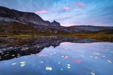 Mount Kulhornet reflected in small pond