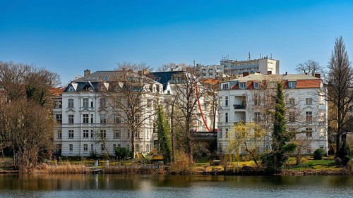 Villas and apartment buildings at Halensee in Berlin Wilmersdorf