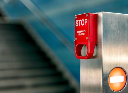 Emergency switch to stop the escalator at Potsdamer Platz station