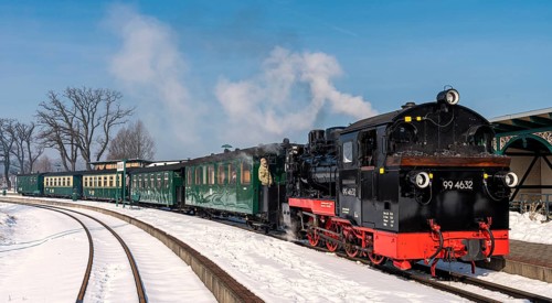 The historic railway Rasender Roland on the island of Ruegen