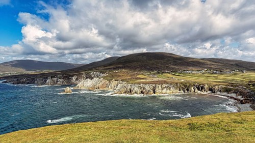 View of bay with cliffs