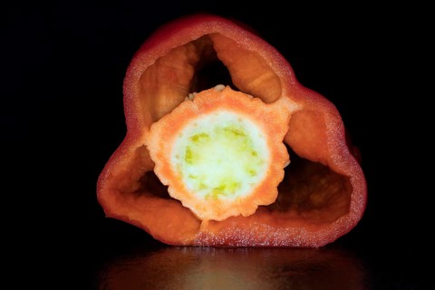 Sliced red pointed peppers