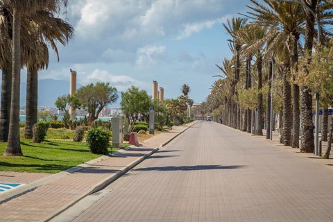Deserted beach promenade at Ballermann during Lockdown