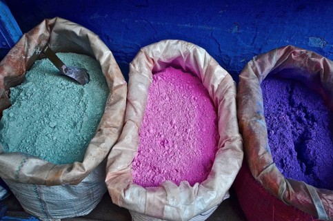 Three bags of colour pigments