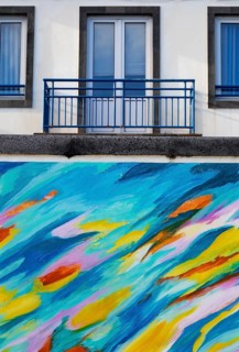 Colourful graffiti on a house facade