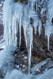 Icicles on a rock face